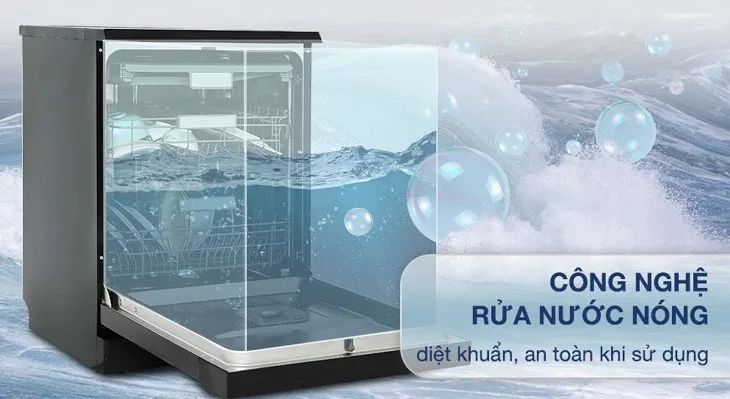 Hệ thống nước nóng trên máy rửa chén Hafele giúp diệt khuẩn tối ưu