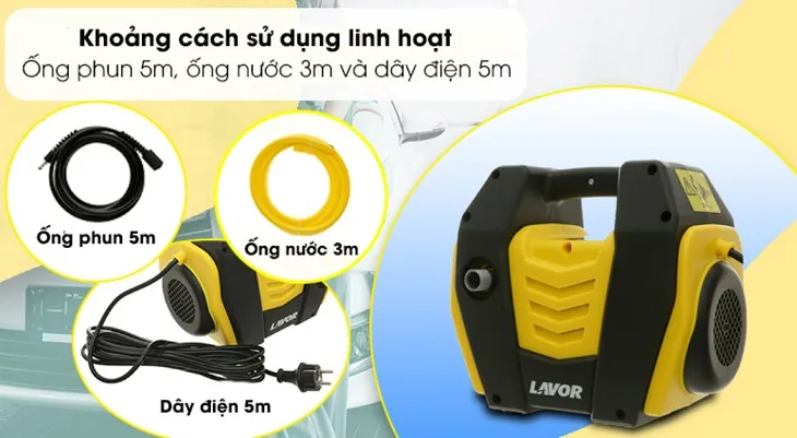 Chọn máy rửa xe qua chiều dài ống phun nước