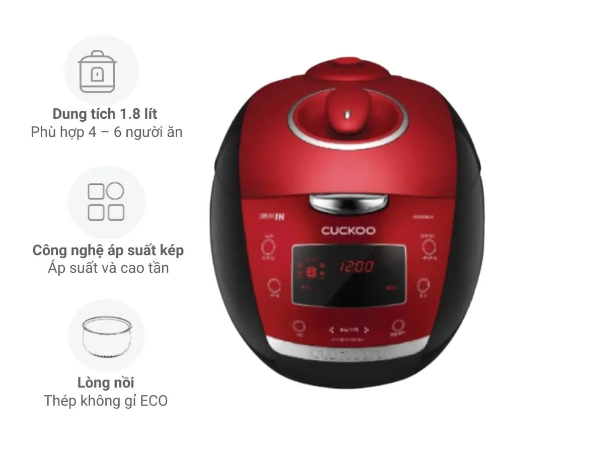 Nồi cơm điện cao tần Cuckoo CRP-HUS1000F/BKRDVN 1.8 Lít