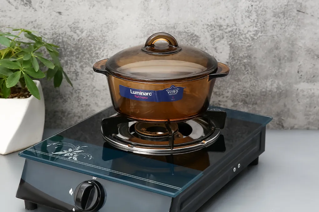 Nồi thủy tinh nắp thủy tinh 19cm Luminarc Amberline Granite 1.5 lít