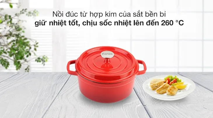 Nồi gang đúc Rapido 20cm với lớp men chống dính bên trong