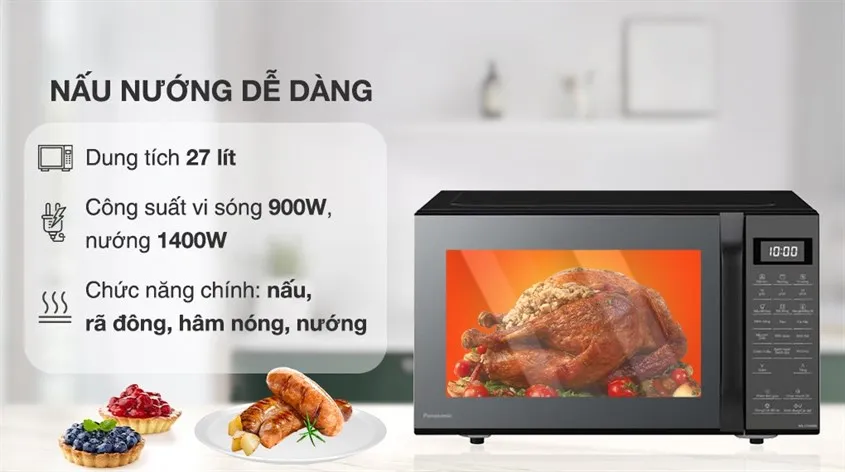 Lò vi sóng Panasonic NN-GM34JM với bảng điều khiển tiếng Việt