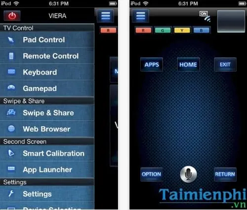 Chiếc điện thoại hiển thị giao diện ứng dụng điều khiển tivi Panasonic