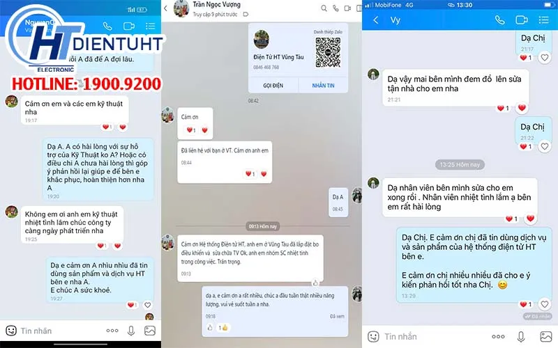 Phản hồi của khách hàng về dịch vụ sửa tivi tại nhà Điện Tử HT