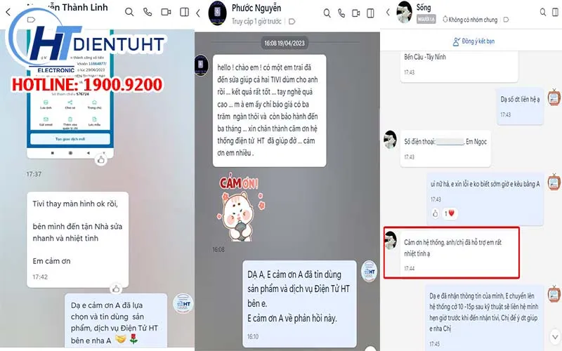 Phản hồi tích cực từ khách hàng đã sử dụng dịch vụ thay màn hình tivi