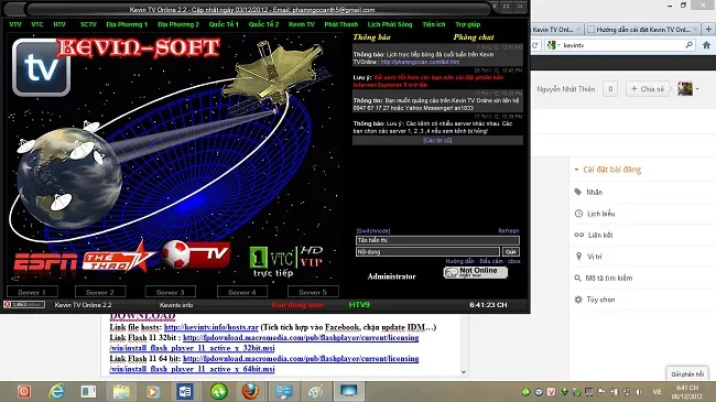 Phần mềm xem tivi trên laptop Kevin TV Online
