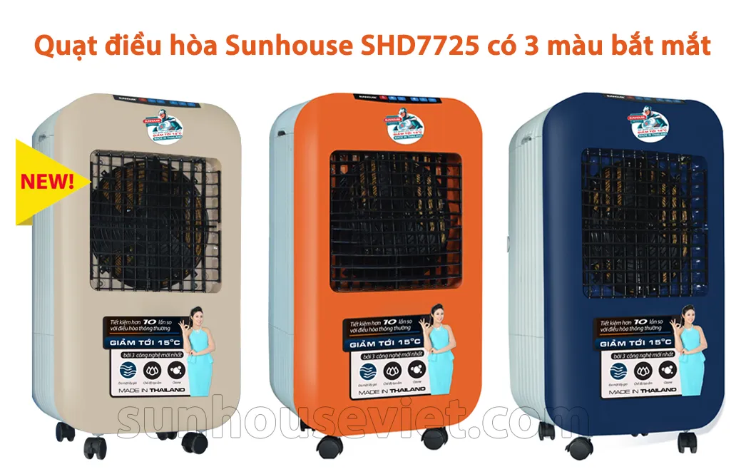 Quạt điều hòa không khí Sunhouse SHD7725 có nhiều màu sắc đẹp sang trọng