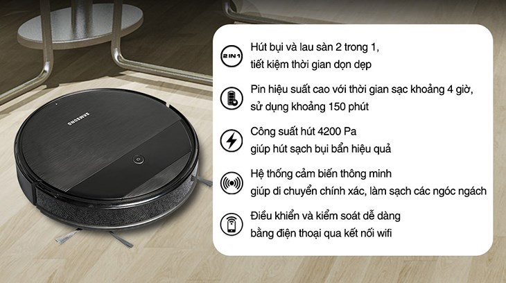 Robot hút bụi Samsung thiết kế đẹp, hoạt động hiệu quả