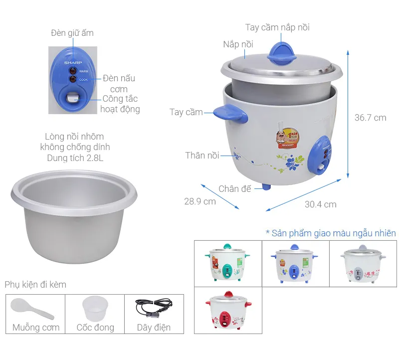 Nồi cơm nắp rời Sharp 2.8 lít KSH-D28V