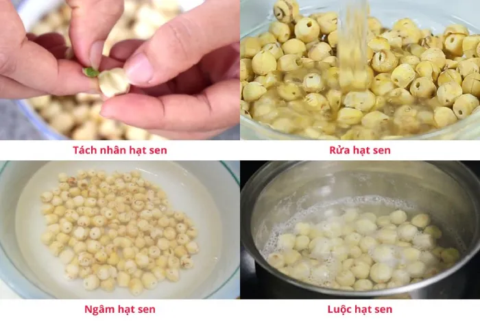 Sơ chế hạt sen để nấu cháo xương