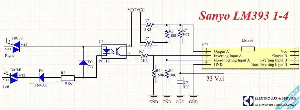 Hình ảnh minh họa sơ đồ mạch điện dòng máy giặt Sanyo đời cũ