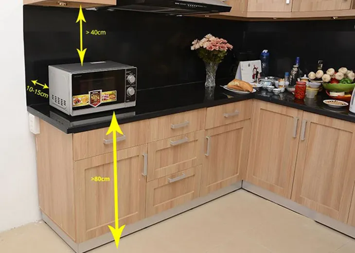 Lắp đặt lò vi sóng ở vị trí cao ráo và thoáng khí để đảm bảo tản nhiệt tốt nhất