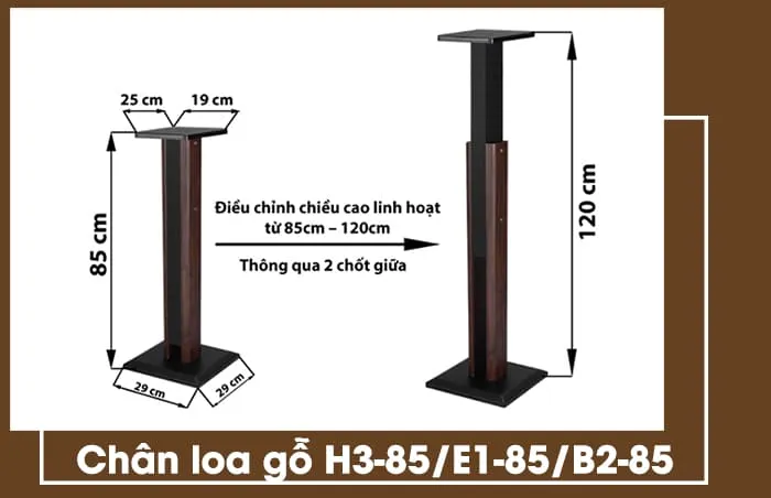 Chân loa gỗ H3-85/E1-85/B2-85 có cấu trúc linh hoạt