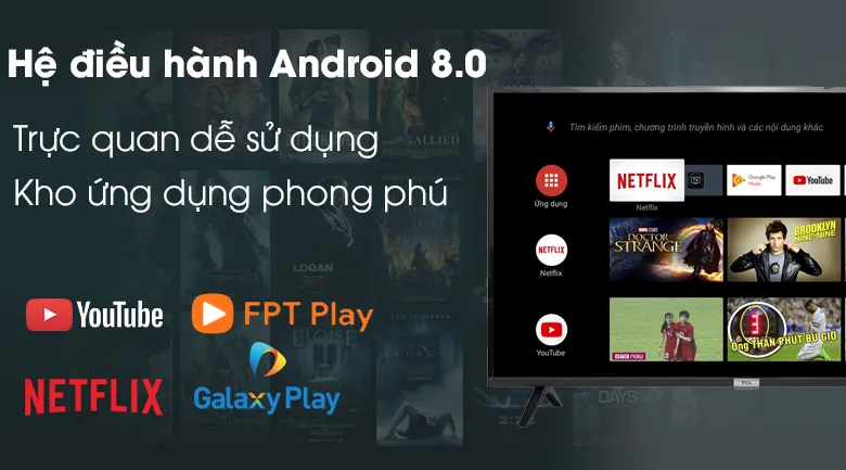 Giao diện Android TV thông minh với kho ứng dụng phong phú trên TCL 40S6500