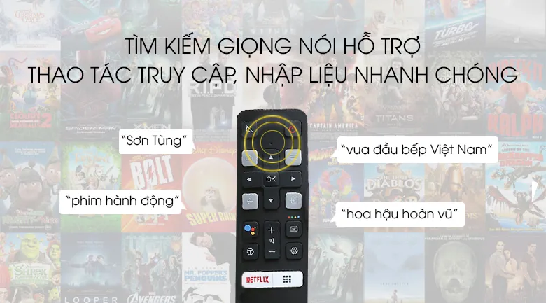 Remote thông minh hỗ trợ tìm kiếm giọng nói tiếng Việt trên Smart Tivi TCL 40S6500