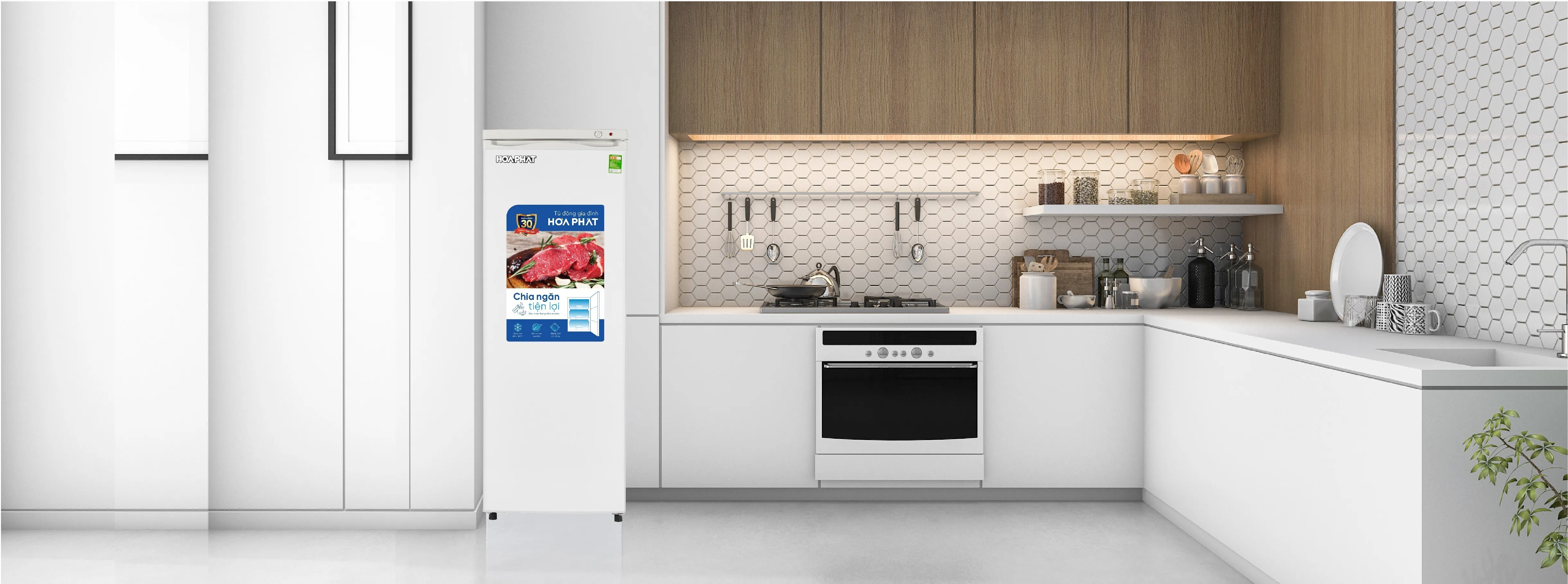 Thiết kế tủ đông đứng Hòa Phát hiện đại tối ưu không gian bếp