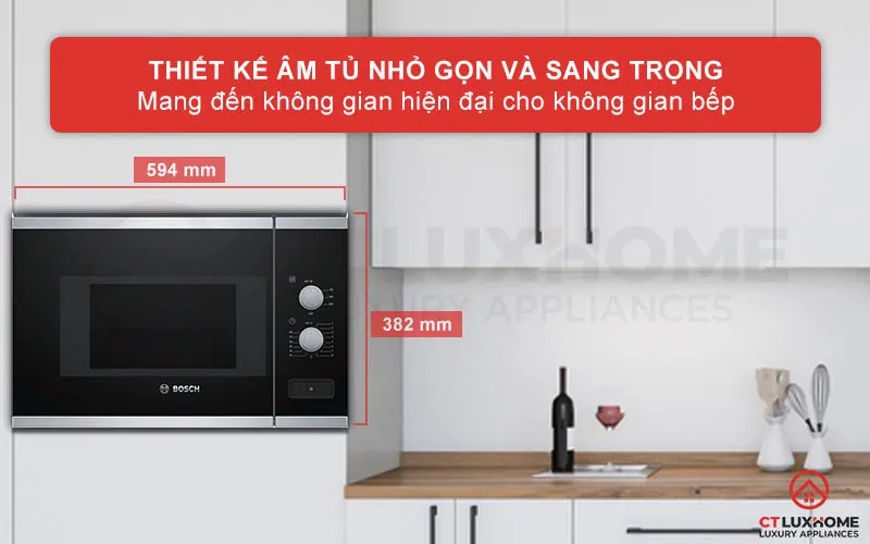 Thiết kế âm tủ sang trọng của lò vi sóng Bosch BFL520MS0