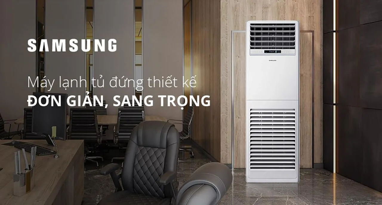 Thiết kế sang trọng của máy lạnh tủ đứng Samsung 5hp cho văn phòng