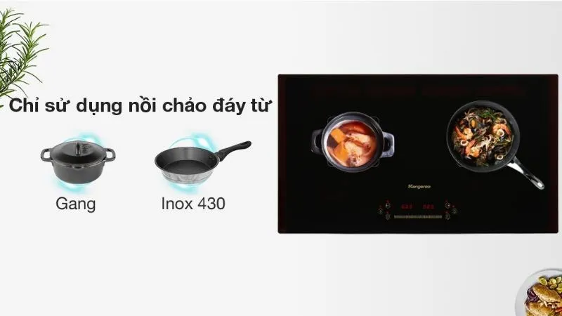 Lựa chọn nồi chảo nhiễm từ cho bếp Kangaroo để tránh lỗi E0.