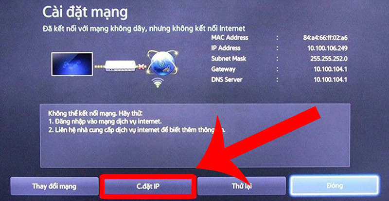 Truy cập Cài đặt IP trên tivi Samsung