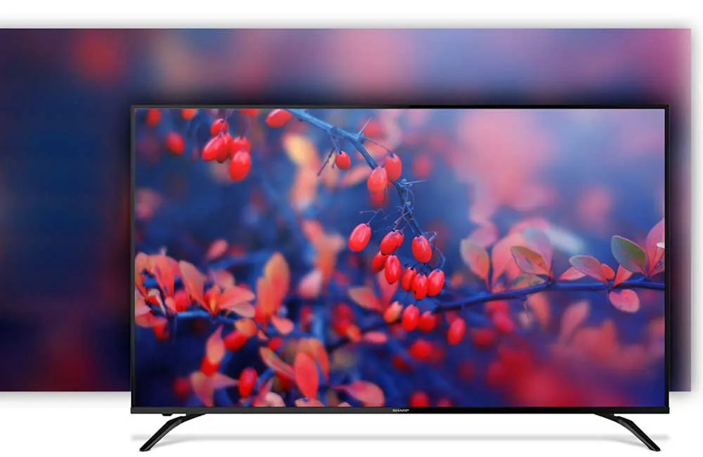 Tivi Sharp 4T-C60BK1X thiết kế hiện đại với viền màn hình mỏng và chân đế chắc chắn