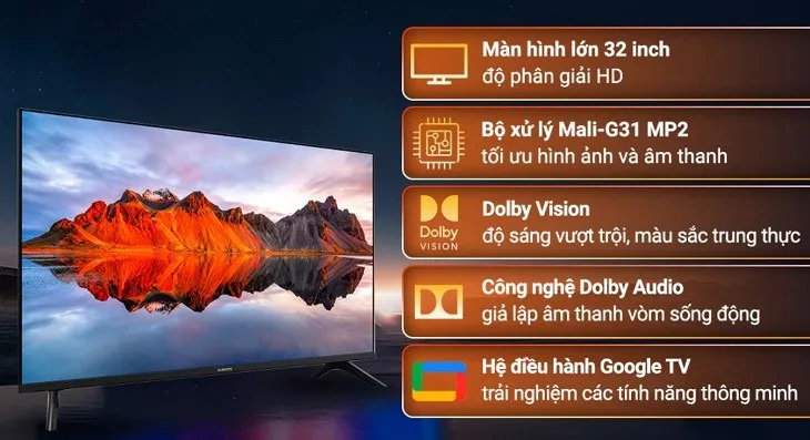 Google Tivi Xiaomi A 32 inch L32M8-P2SEA có mức giá phải chăng, phù hợp với nhiều gia đình.