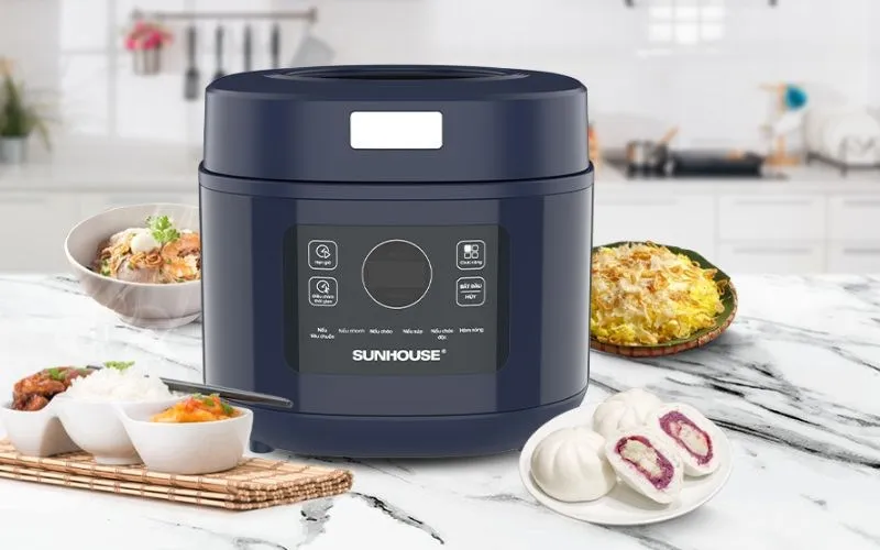 Nồi cơm điện tử Sunhouse SHD8802 với nắp trong suốt tiện lợi