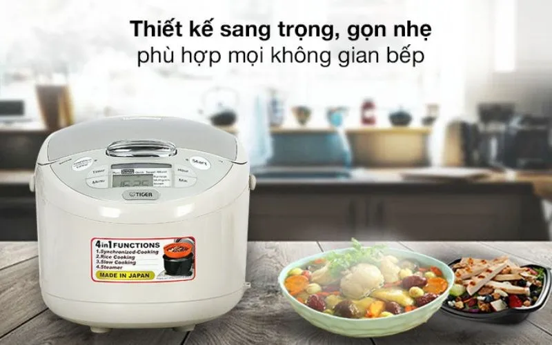 Nồi cơm điện tử Tiger JAX-S18W với công nghệ Tacook nấu đồng thời