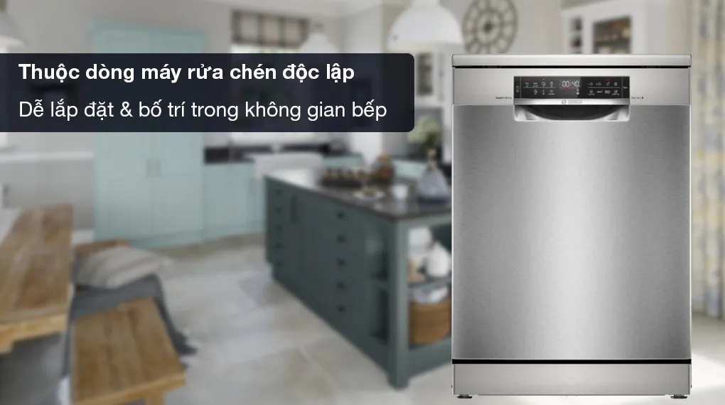 Cửa máy và lớp vỏ máy rửa chén độc lập Bosch SMS6ZCI37Q đều được làm bằng thép sơn tĩnh điện