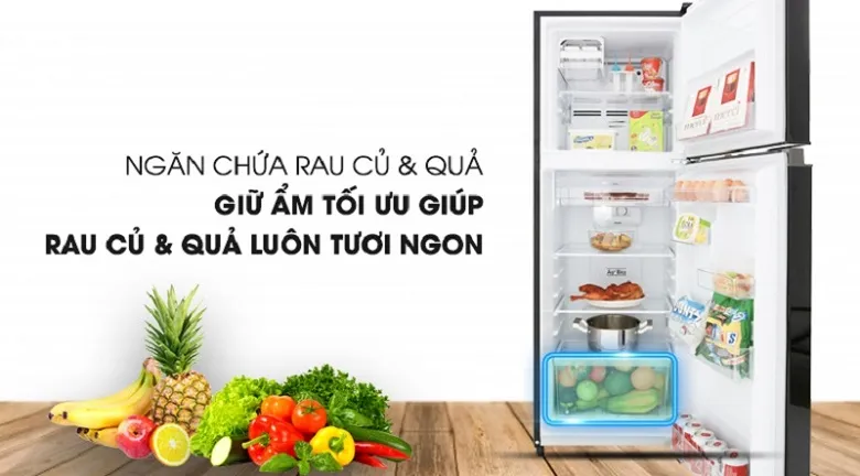 Ngăn rau quả rộng rãi giữ ẩm tốt trên tủ lạnh Toshiba