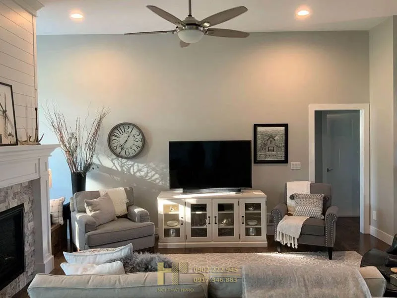 Nhấn màu sơn tường với tone màu tương phản