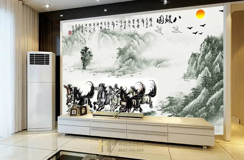 Tạo họa tiết độc đáo mảng tường sau tivi bằng sơn vẽ