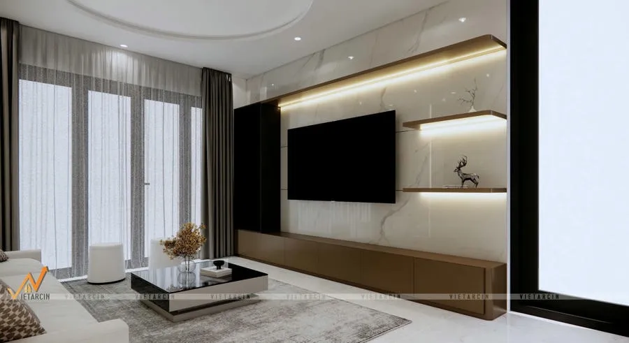 Trang trí tường tivi với dây đèn LED