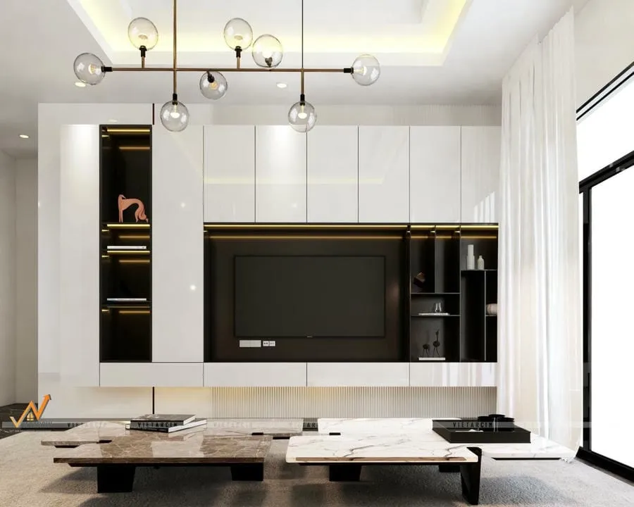 Cách trang trí tivi treo tường tối giản