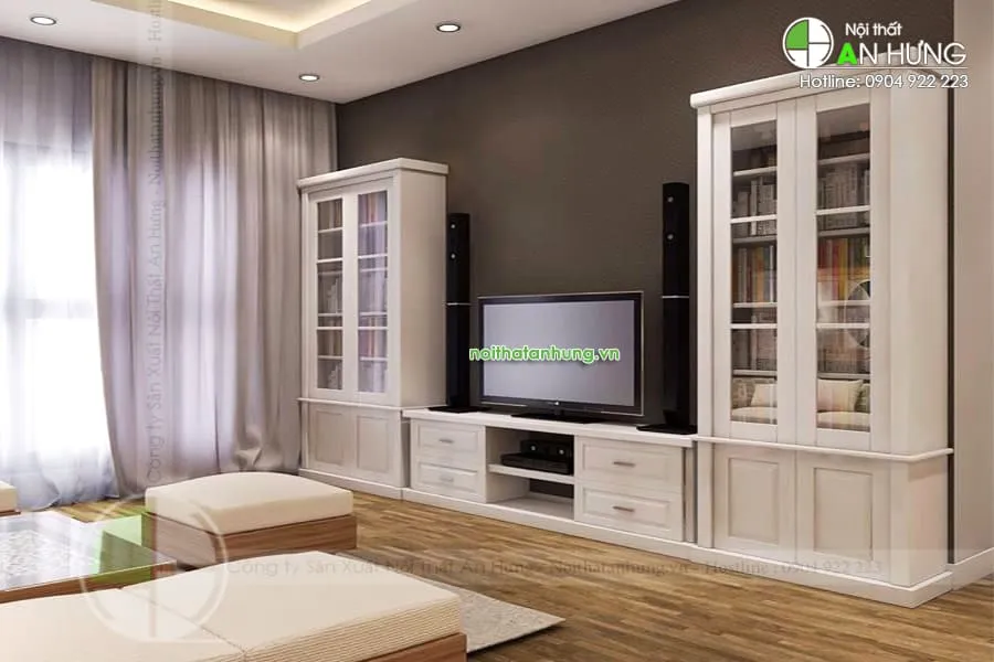 Mẫu tủ tivi kết hợp tủ rượu hiện đại mang phong cách sang trọng cho phòng khách