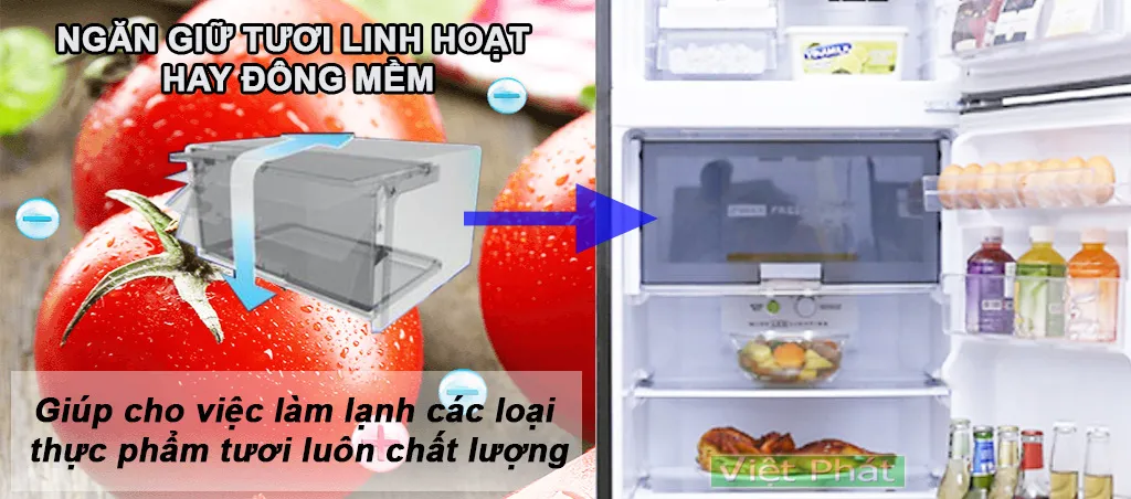 Tủ lạnh Sharp SJ-X201E-DS ngăn giữ tươi linh hoạt