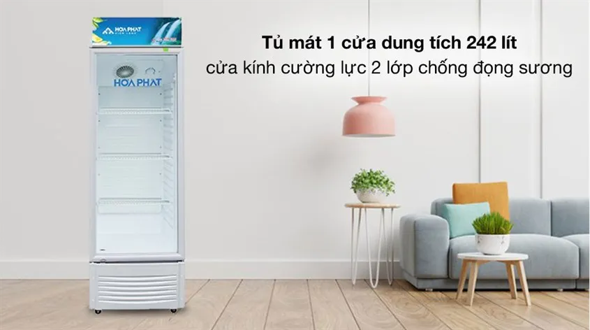 Tủ mát Hòa Phát 242 lít nhỏ gọn giúp bảo quản trái cây và nước giải khát hiệu quả