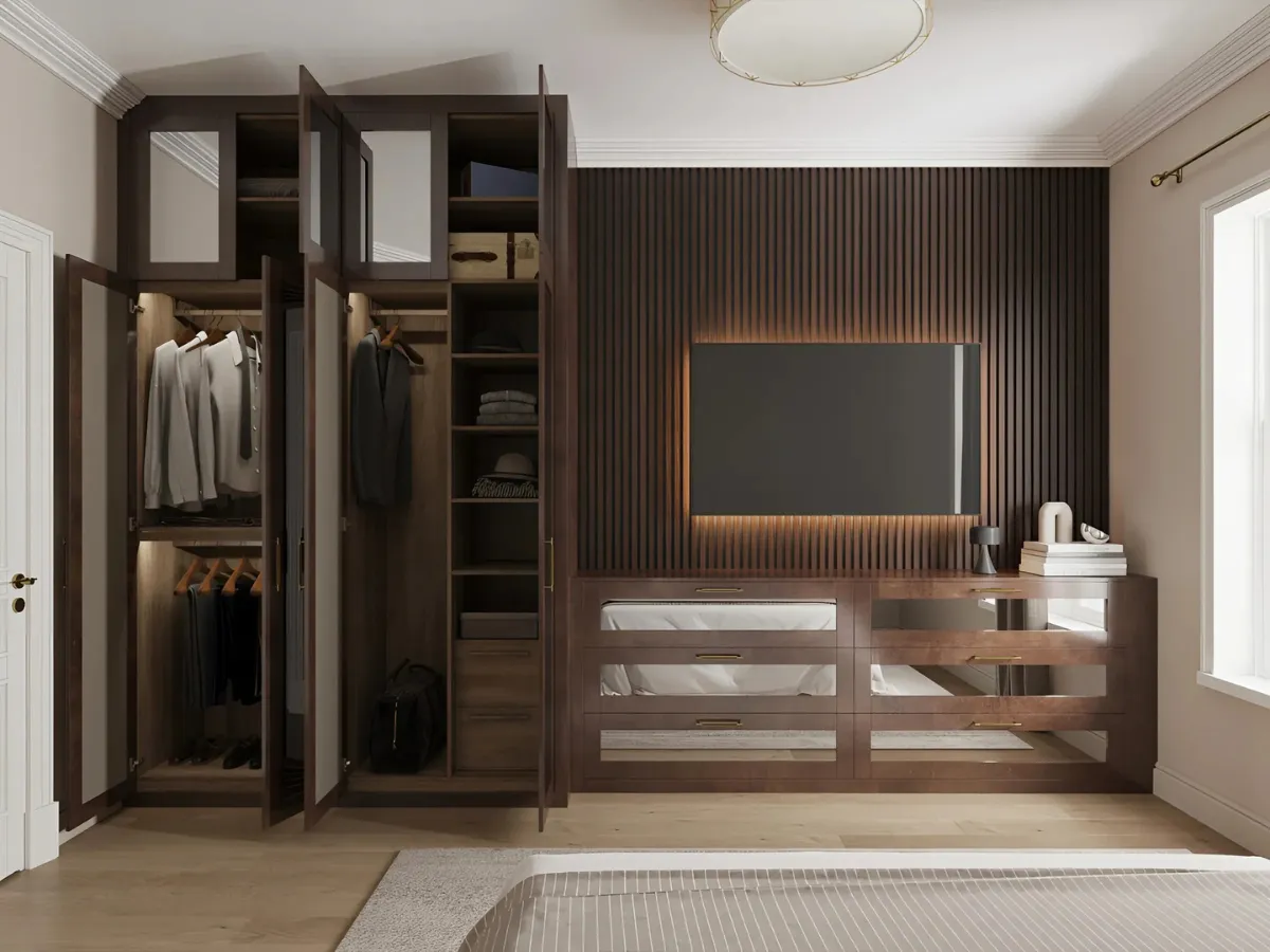 Tủ quần áo kết hợp tivi mang phong cách hiện đại (Nguồn: Sưu tầm)