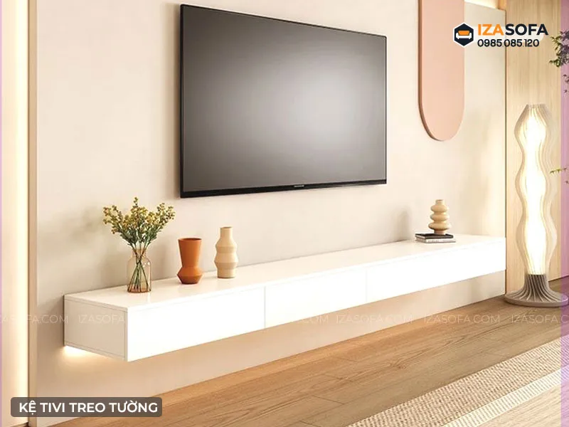 Tủ tivi treo tường sang trọng được sản xuất từ gỗ công nghiệp MDF