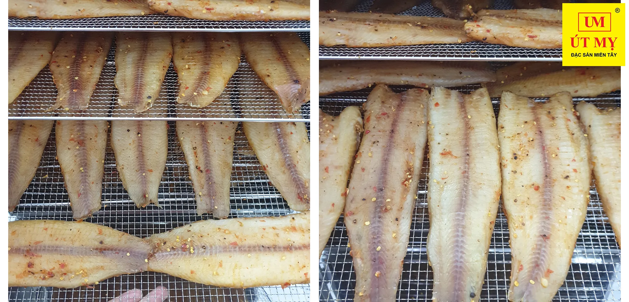 Khô cá lóc phi lê rạng rỡ màu sắc tự nhiên khi được sấy bằng công nghệ hiện đại
