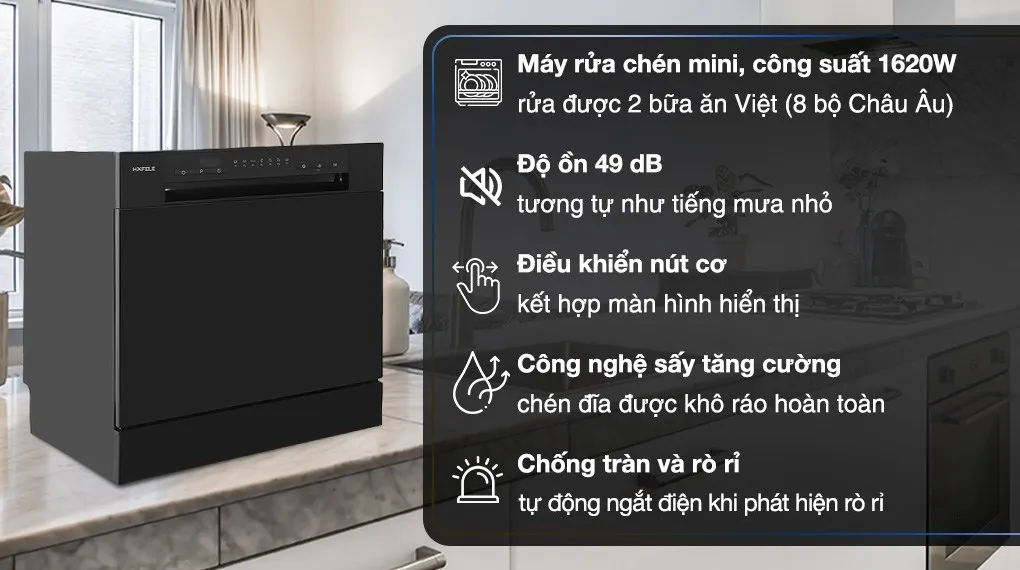 Máy rửa chén mini Hafele HDW-T5531B công suất 1620W