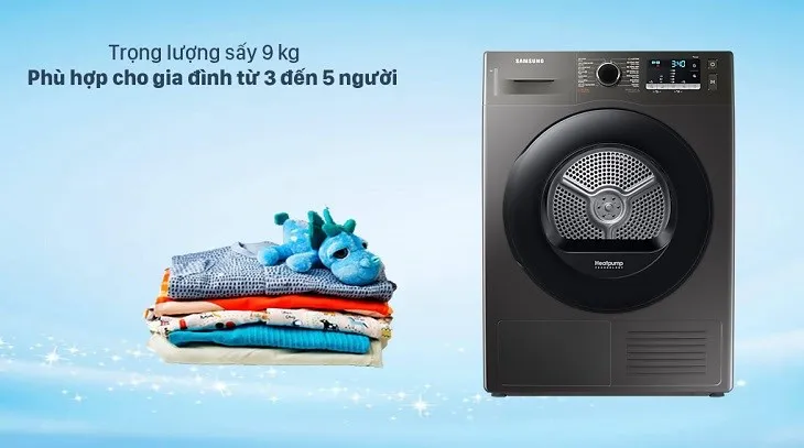 Máy sấy bôm nhiệt Samsung 9 kg DV90TA240AX/SV