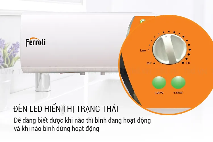 Màn hình LED hiển thị nhiệt độ trên bình nóng lạnh Ferroli Verdi 20