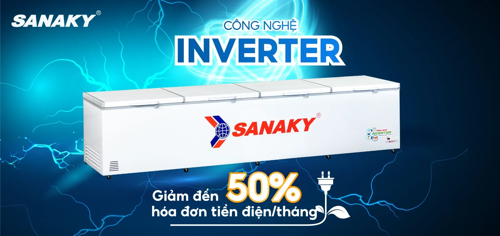 Đồ thị tiết kiệm điện 50% nhờ công nghệ Inverter trên tủ đông Sanaky lớn nhất