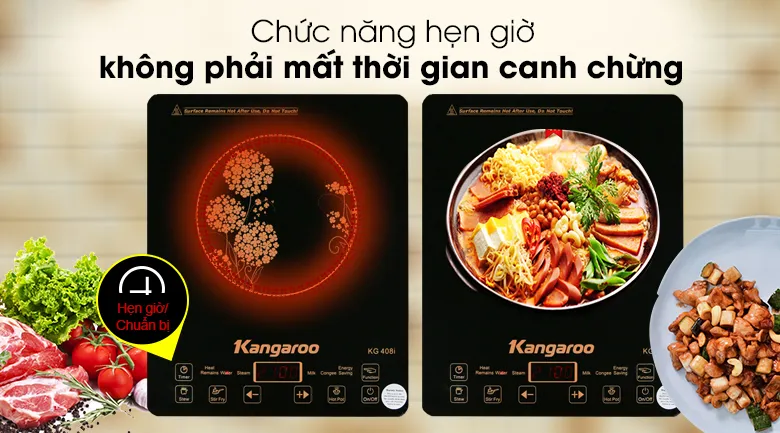 Chế độ hẹn giờ trên bếp Kangaroo KG408I giúp tối ưu hóa công việc nội trợ hàng ngày
