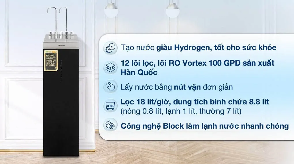 Máy lọc nước Kangaroo KG12A8 với 12 cấp lọc ưu việt