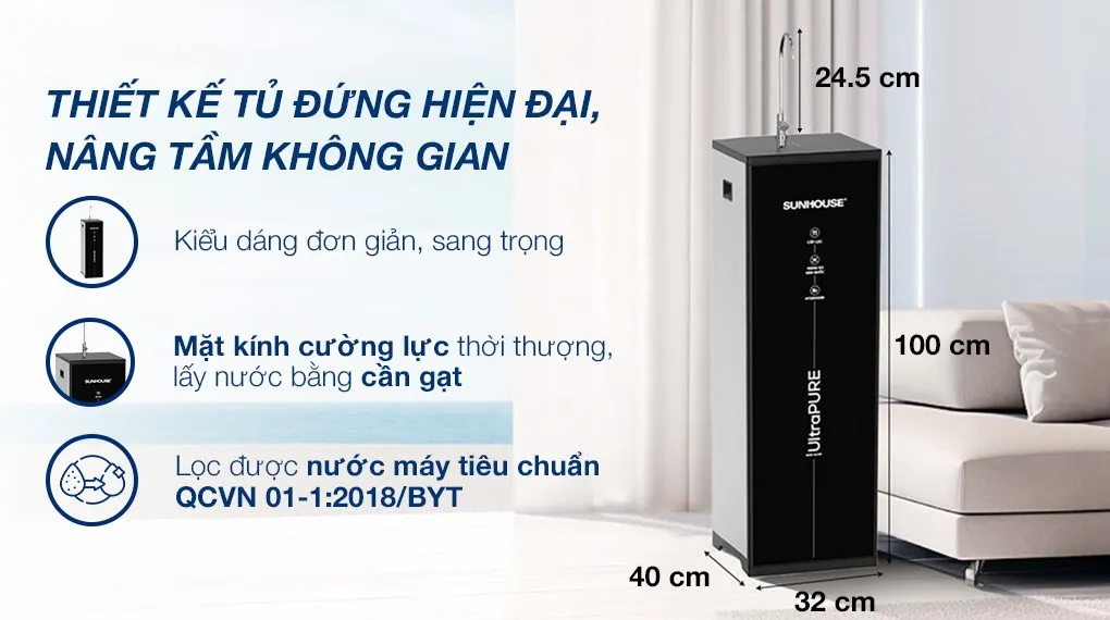 Máy lọc nước RO Sunhouse UltraPURE SHA8800KL 11 lõi đảm bảo chất lượng nước đầu ra với màng lọc RO