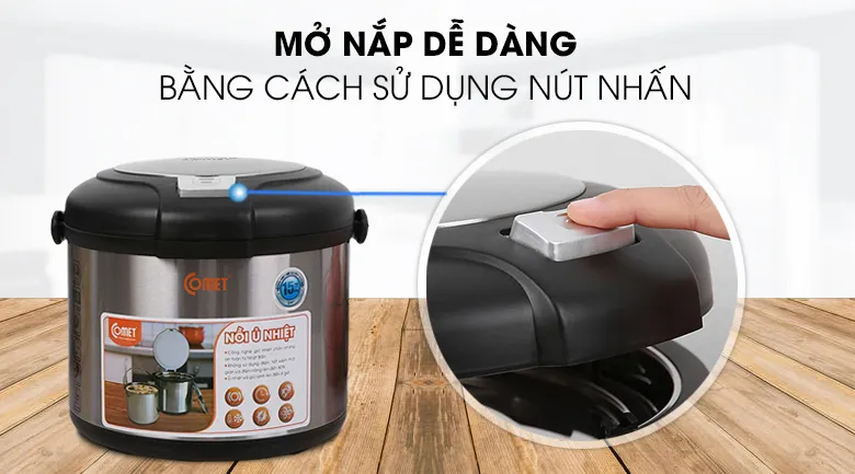 Thiết kế đơn giản, dễ vệ sinh, không dùng điện khi ủ, an toàn cho gia đình có người già, trẻ nhỏ