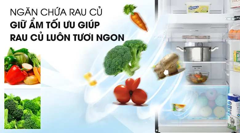 Ngăn rau củ lớn giữ ẩm tốt