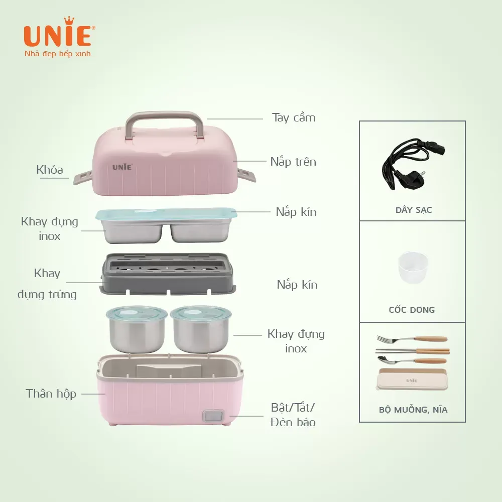 Cấu tạo 2 tầng 3 khay tiện lợi